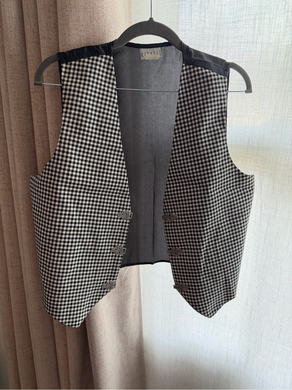 NWT Vintage kinesis Black & White Gingham Vest